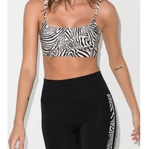 The Upside Natacha Animal Print Sports Bra 8 Scoop Neck Tan/Black